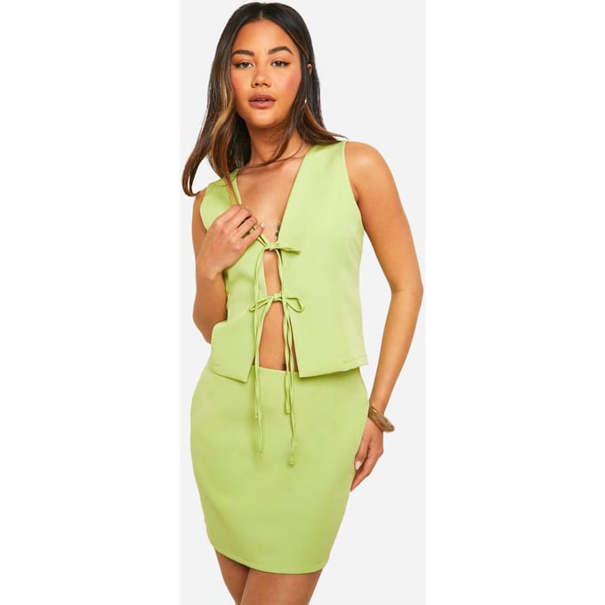 boohoo Dames Micro Mini Rok | Zachte Limoen | Maat: 42