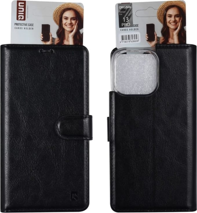 Top bookcase voor iPhone 13 pro zwart.