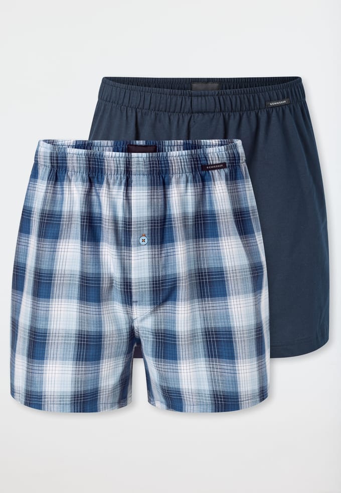 Schiesser 2Pack Boxershorts - Boxershorts Multipacks Onderbroek - blauw, lichtblau