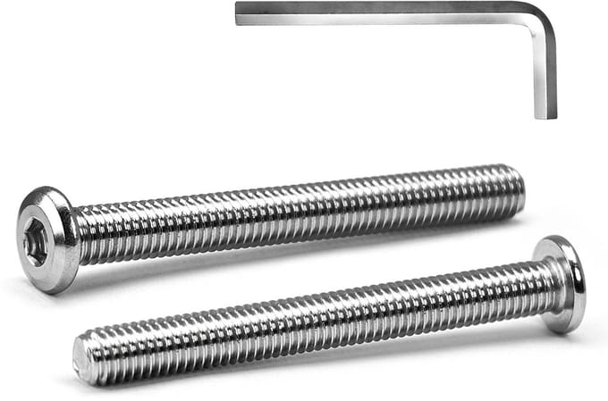 Inbusschroeven Platte Kop M8 x 70 mm RVS A2 V2A Volledig Schroefdraad 10 Stuks