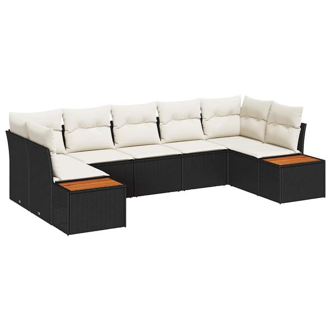 vidaXL Tuin Sofa Set 7 st Zwart poly rattan