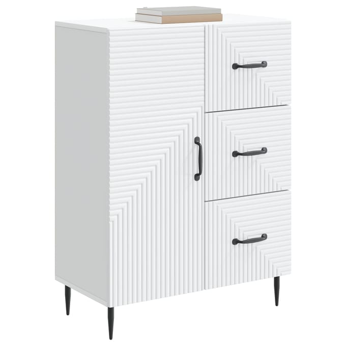 vidaXL - Dressoir - Wit - 66 - x - 34,5 - x - 89,5 - cm - Bewerkt - hout