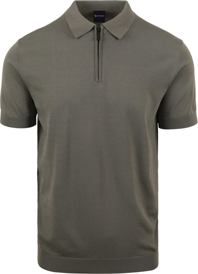 Suitable Half Zip Polo Groen - Maat XXL - Heren