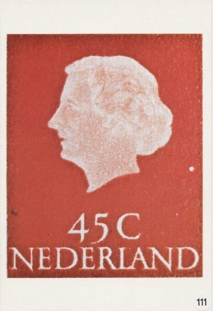 Briefkaart met afbeelding koningin Juliana postzegel