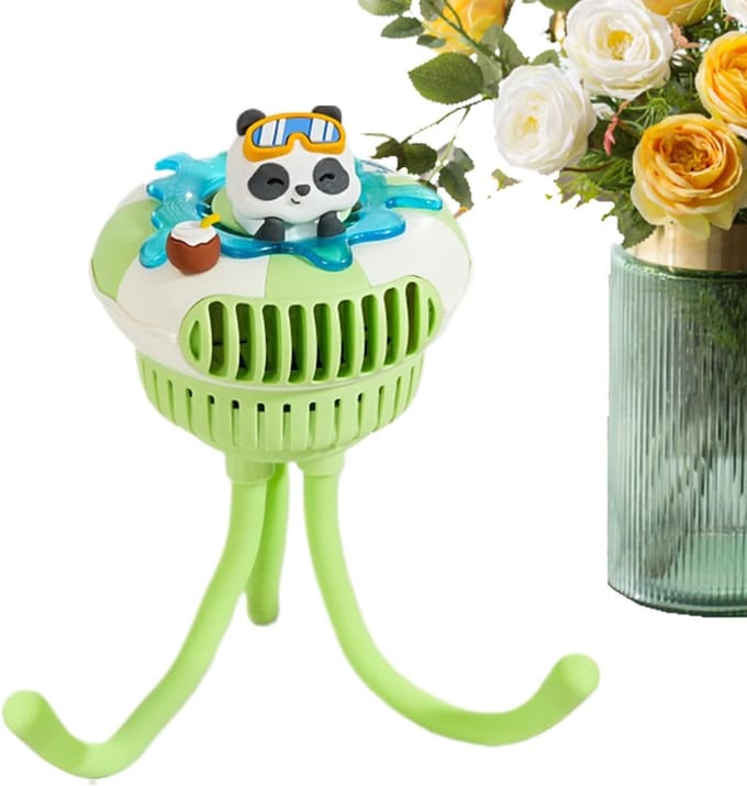 Kinderwagen Ventilator - Draagbare Koeler - Buiten Activiteiten - Flexibele Statief - 9.84 Inch - Groen