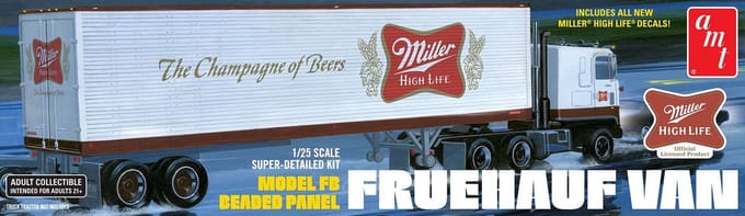 AMT Modelbouwpakket Militaire voertuigen - 1234 Miller Beer Fruehauf 40 Semi Trailer Plastic - 1:25 - Modelbouw