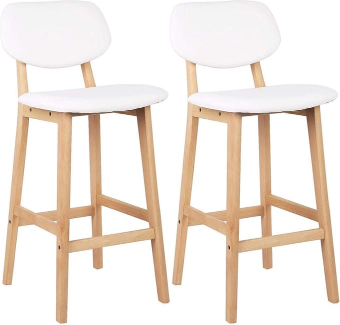 Barkruk - Set van 2 - Met rugleuning - Hout - Zithoogte 65cm