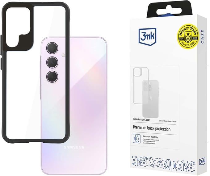 3mk Satin Armor Case+ for Samsung Galaxy A35 5G - transparent with black frame