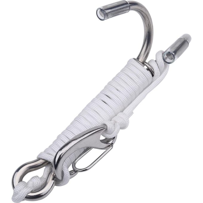 Crochet de dérive récifale double en acier inoxydable pour plongée sous-marine avec ligne pour plongée en grotte (blanc) blanc