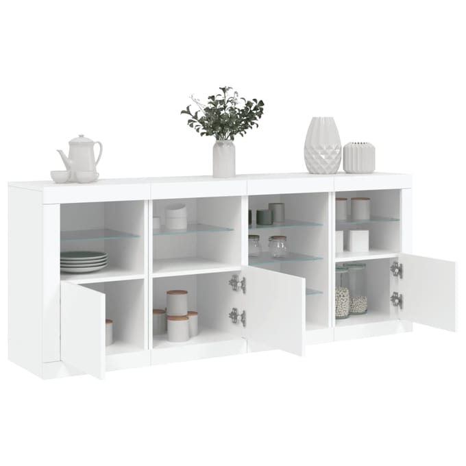 vidaXL - Dressoir - met - LED-verlichting - 164x37x67 - cm - wit