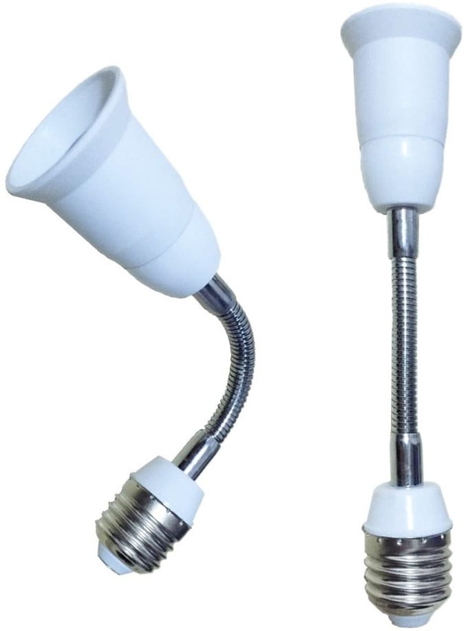 Flexibele E27/E26 LED Lampvoet met Gooseneck - 19 cm Verlenging Adapter voor Thuisgebruik - Set van 2