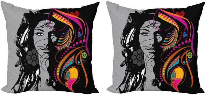 ABAKUHAUS Jeugdkussenhoes set - 2x60x60 cm - dubbelzijdig bedrukt - microvezel