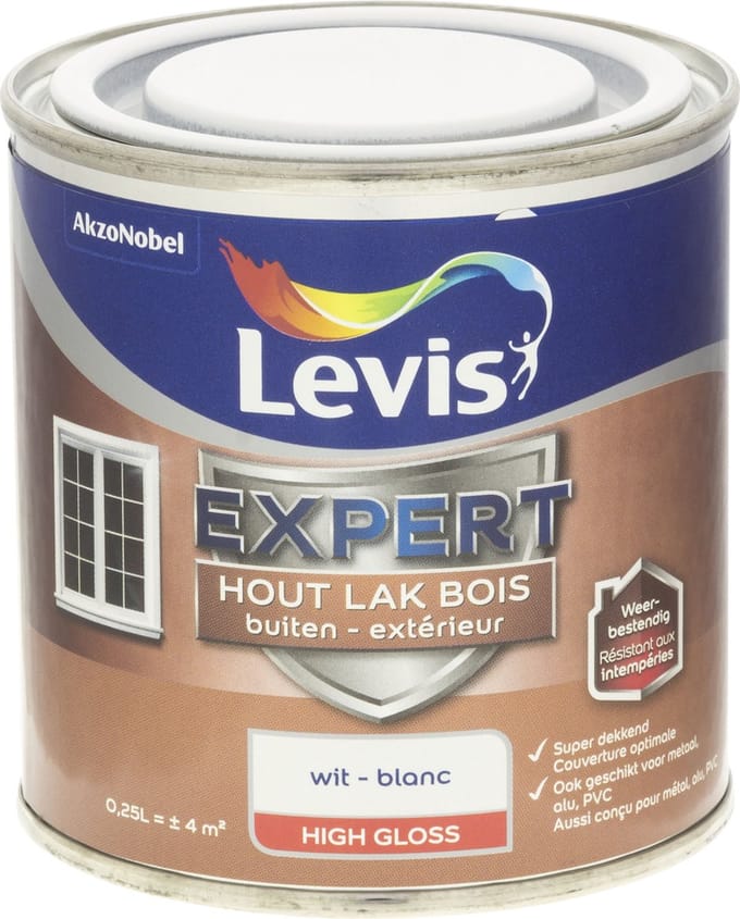 Levis - Expert Hout Lak Buiten High Gloss - Wit - 0,25 L