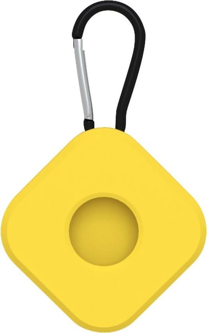 By Qubix - AirTag case square series - siliconen sleutelhanger met ring - geel