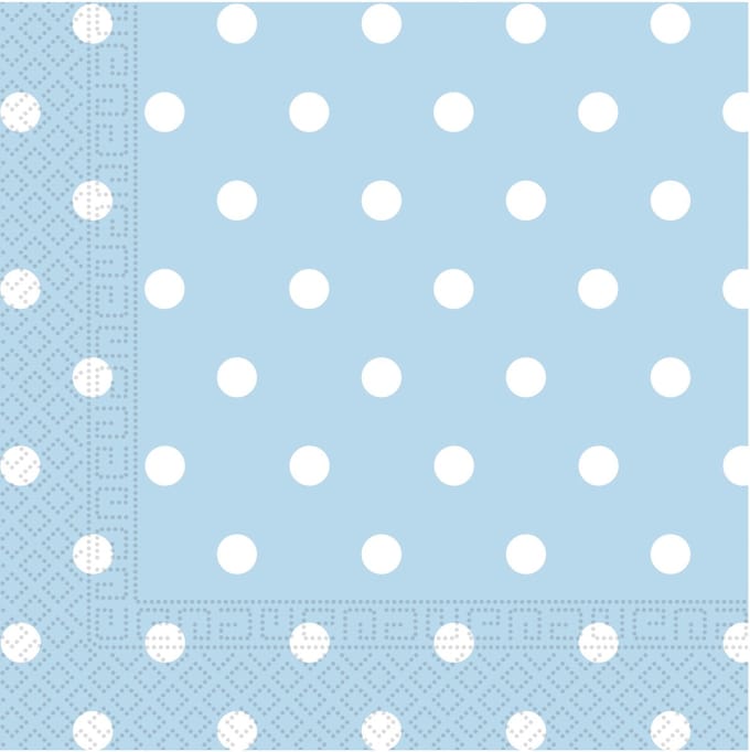 Vegaoo - 20 lichtblauwe papieren servetten met witte stippen 33 x 33 cm