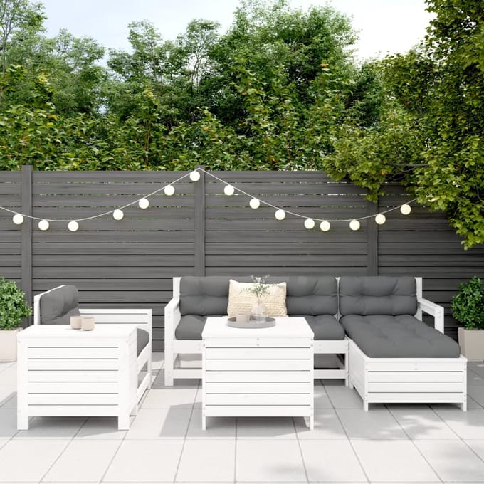 vidaXL - 7-delige - Loungeset - massief - grenenhout - wit