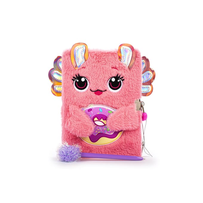 Dream Pop dagboek axolotl fluffy met slot en pompompen roze.