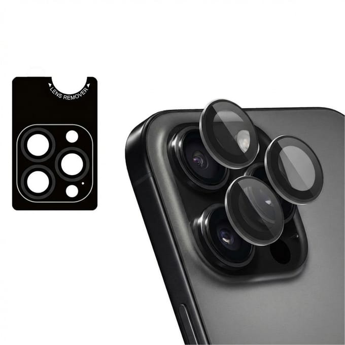 imoshion Camera Lens Protector - Geschikt geschikt voor Apple iPhone 16 Pro/ geschikt voor Apple iPhone 16 Pro Max - 2 Pack - Black Titanium