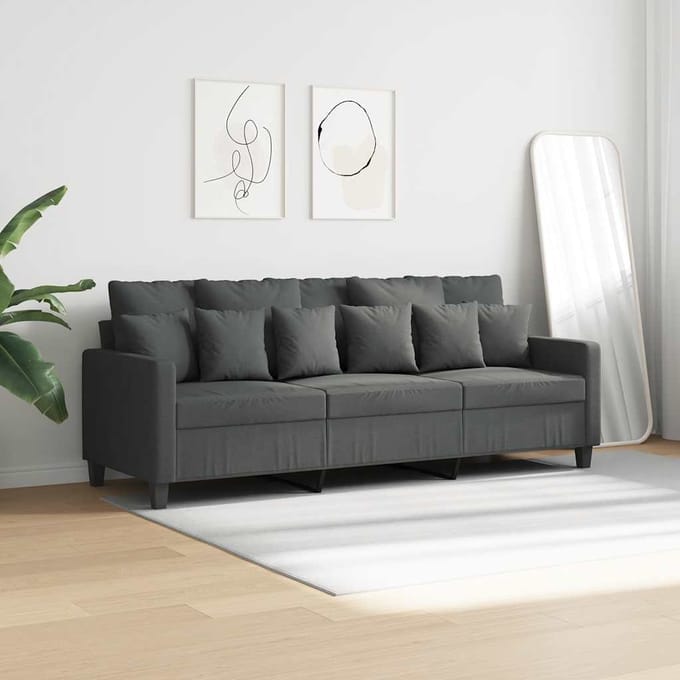 Vidaxl Bank 3-Zits, Donkergrijs, 180 Cm, Bekleed met Stof
