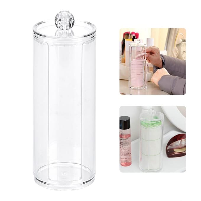 Transparante Ronde Acryl Wattenstaafjes Opbergdoos Organizer Puff Houder Container white