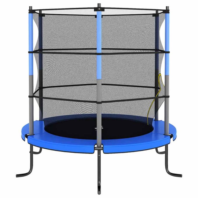 vidaXL - Trampoline - met - veiligheidsnet - rond - 140x160 - cm - blauw