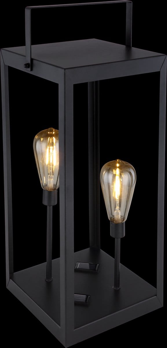 DORIS Solarlamp - lantaarn zwart - 2x LED - hoogte 530 mm - IP44 bescherming
