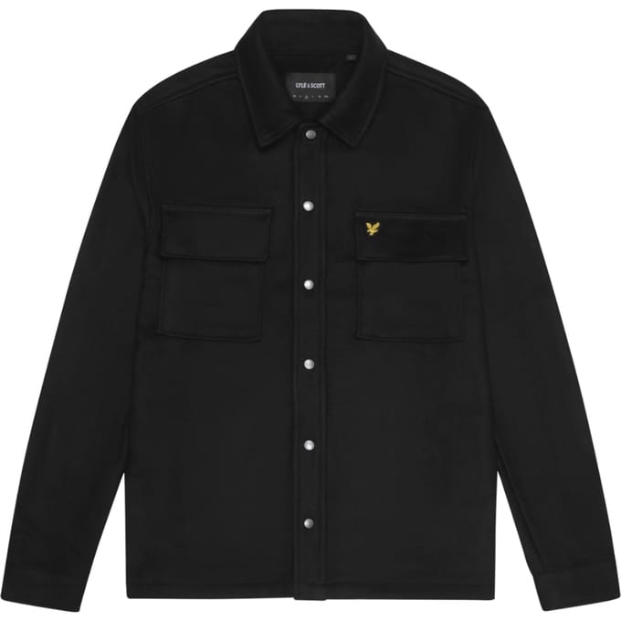Lyle & Scott effen gitzwart overshirtjack