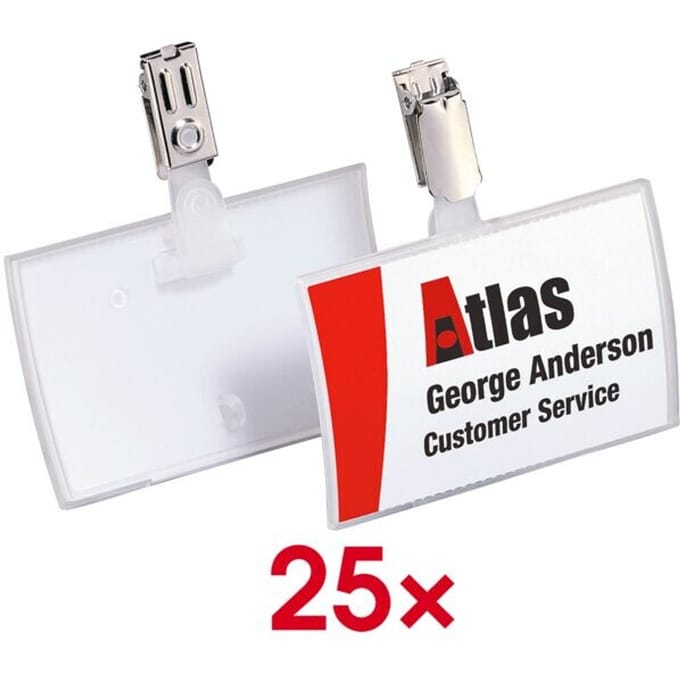 CLICK FOLD naambadges met clip, 54 x 90 mm, 25 stuks