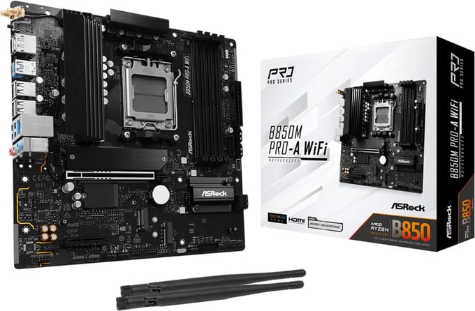 ASRock B850M Pro-A WiFi Moederbord - AMD B850 - AMD AM5 - DDR5 RAM - Micro-ATX