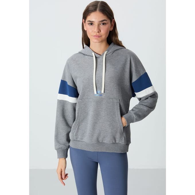 Overmaatse kleurblok hoodie met zak