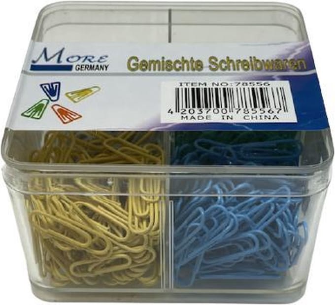 Home Office Gekleurde Geplastificeerde Paperclips 4 vakjes – Normaal