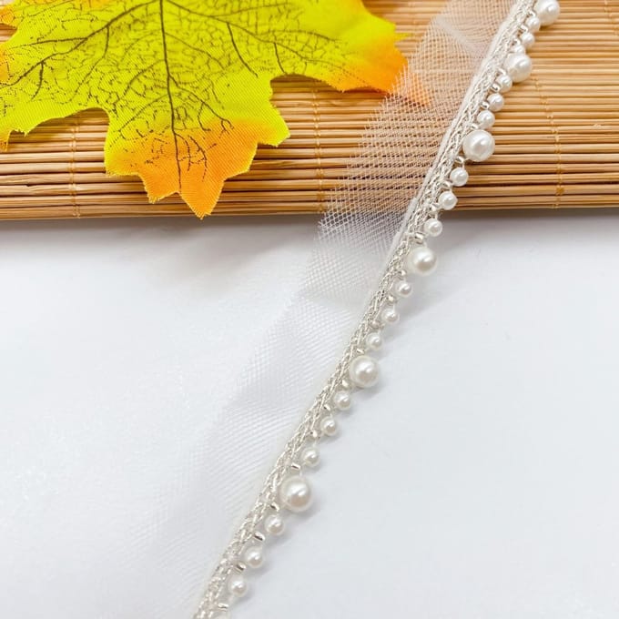 Dailygoods- Kantband Decoratief - Parels - 1,8 cm Breed - 5 Meter