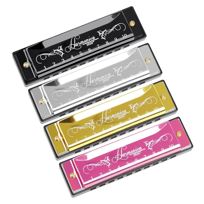 Harmonica IRIN 10 trous Clé de C 20 tons Cadeau musical avec étui de rangement pour étudiant débutant black
