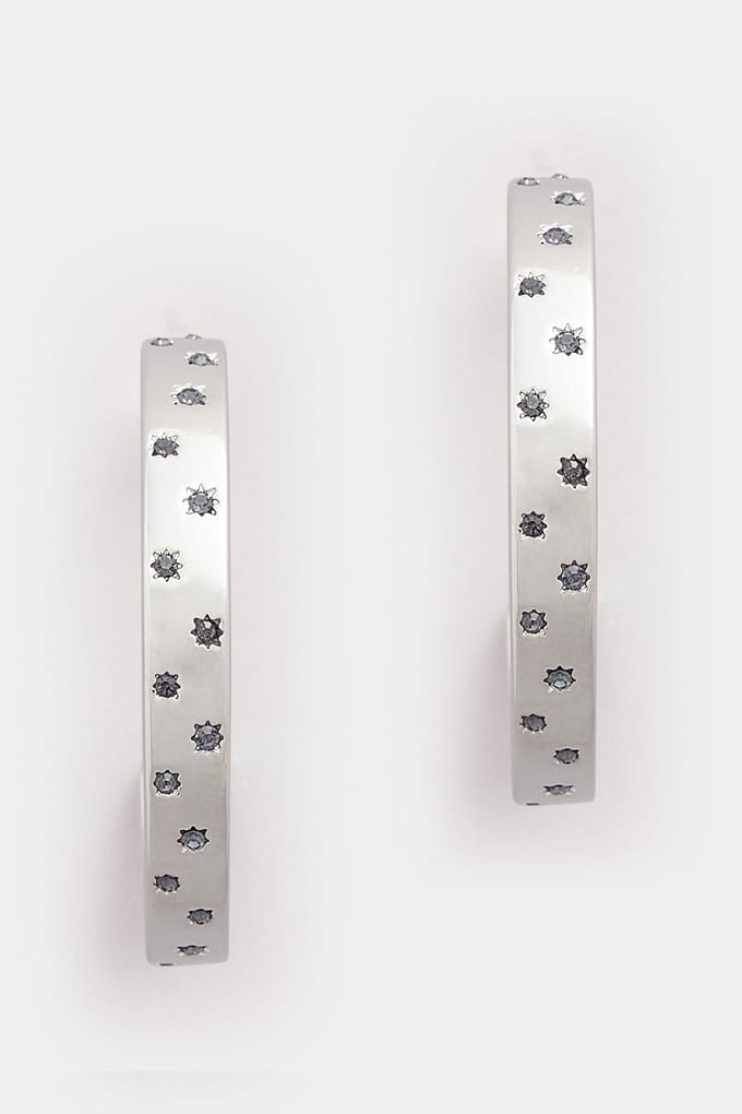 Yours Zilverkleurige Ster Diamante Hoepeloorbellensize One Size