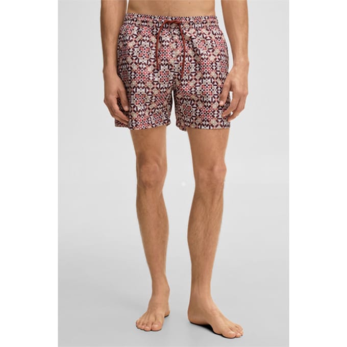 Zwemshort Lago, rood/wit met patroon