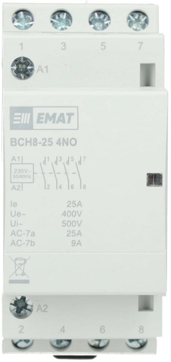 EMAT magneetschakelaar 230V 25A 4 maak en 0 verbreek (85010006)