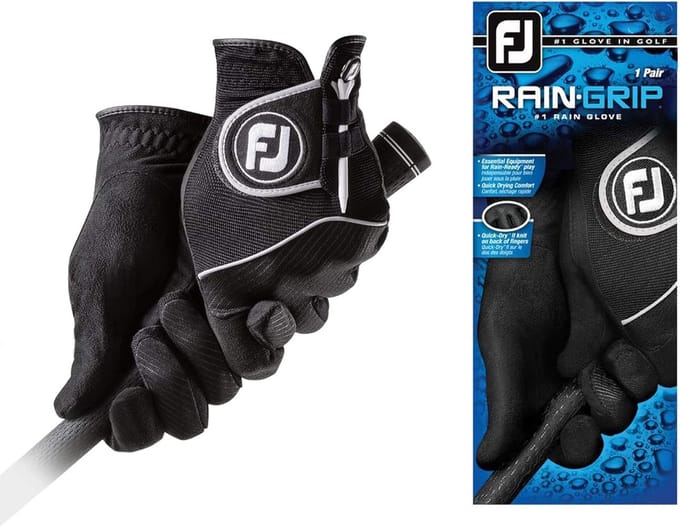 Heren RainGrip Golfhandschoenen - Zwart - Ideaal voor Slecht Weer
