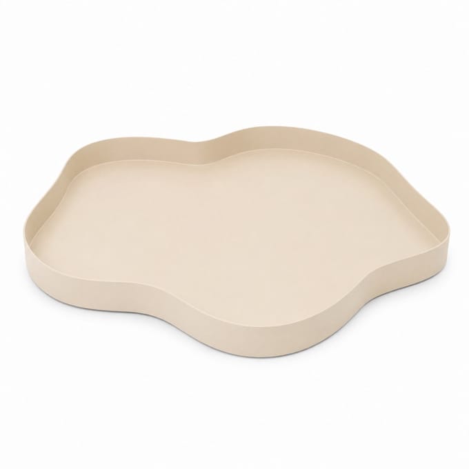 LOFT42 Serva Organisch Metalen Dienblad – Beige – Ø40 cm