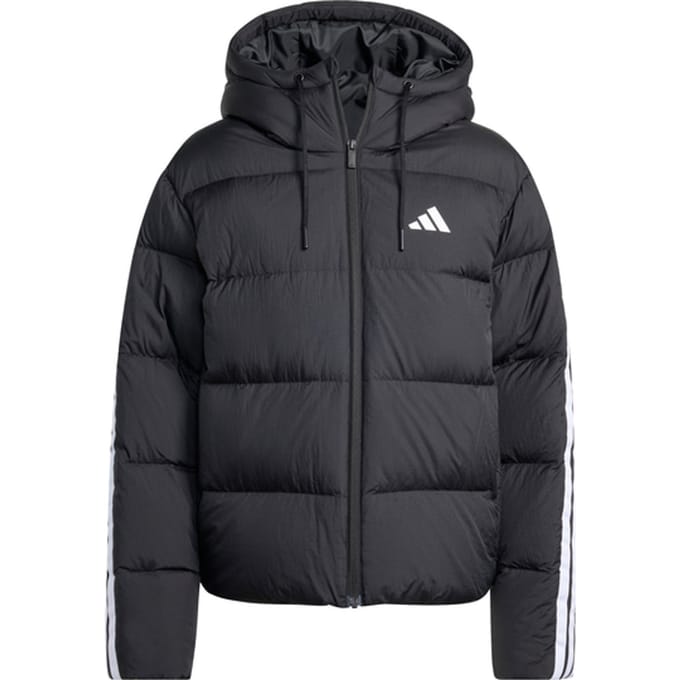 Adidas Essentials Climawarm 3 Stripes Puffer Down Jas Met Capuchon Dames Zwart