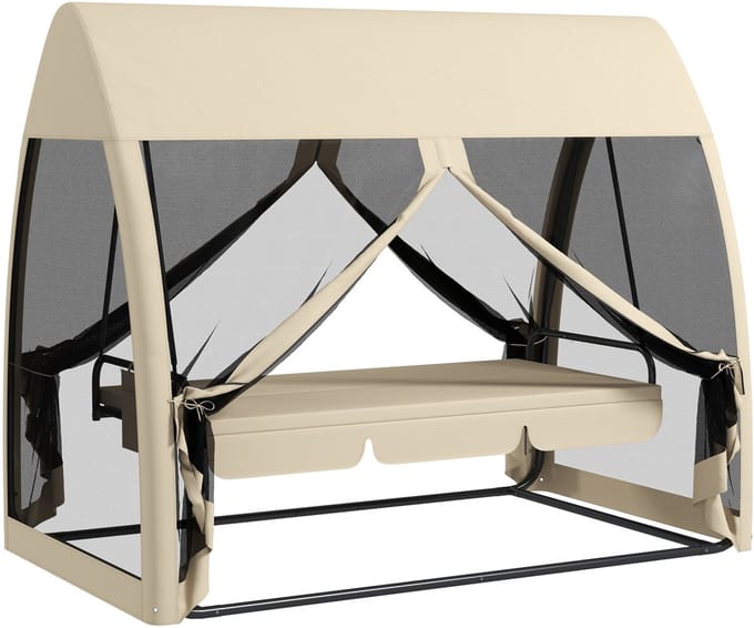 Outsunny Hollywoodschaukel Metall, Polyester Kaffee