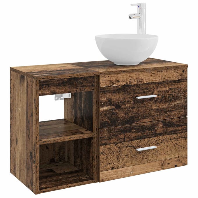 vidaXL - Badkamermeubel - Set - 2 - st - Oud - hout - Bewerkt - hout