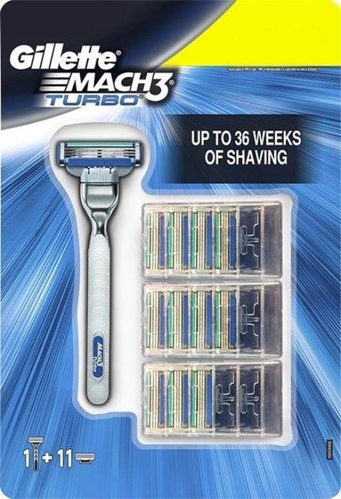 Gillette Mach3 Turbo Scheerapparaat + 12 Navulmesjes