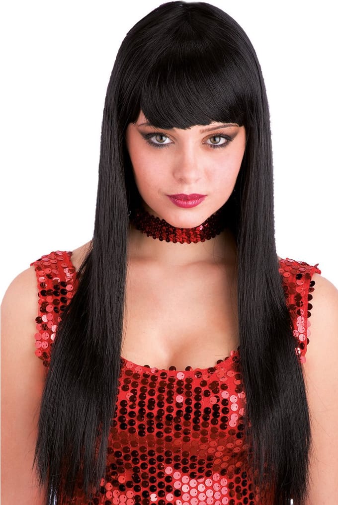 Carnival Toys Pruik Lang Dames Polyester Zwart One-size