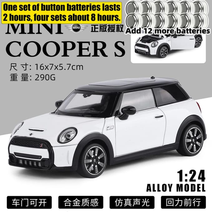 1:24 Bmw Mini Cooper S F56 Luxe Compacte Sport Hatchback Legering Metaal Diecast Modelauto Huisdecoratie Desktop Display Speelgoed