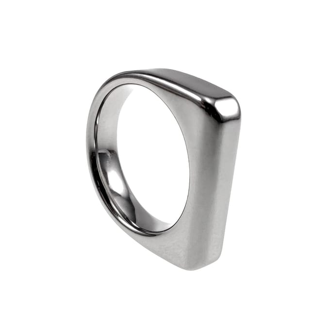 Minimalistische Ring met Rechthoekig Design, Ring Dames RVS Gepolijst