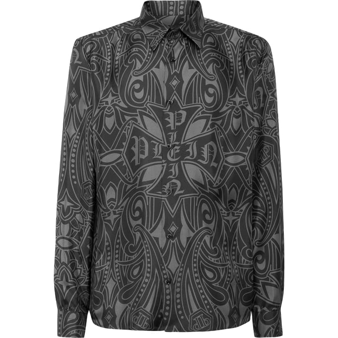 Printed Silk Shirt Gothic Plein