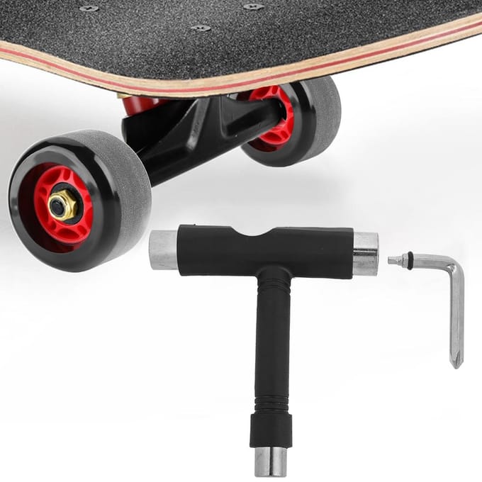 Duurzame Skateboard T-vormige Sleutel & L-vormige Steeksleutel Draagbaar Schroevendraaiergereedschap Montage gray