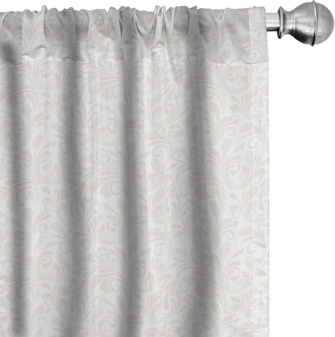 ABAKUHAUS – 2x Gordijnen Microfaser 75x245 cm Beige-Wit – Halfdonker