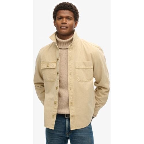 Superdry Surplus Overshirt van Canvas Crème Grootte: L