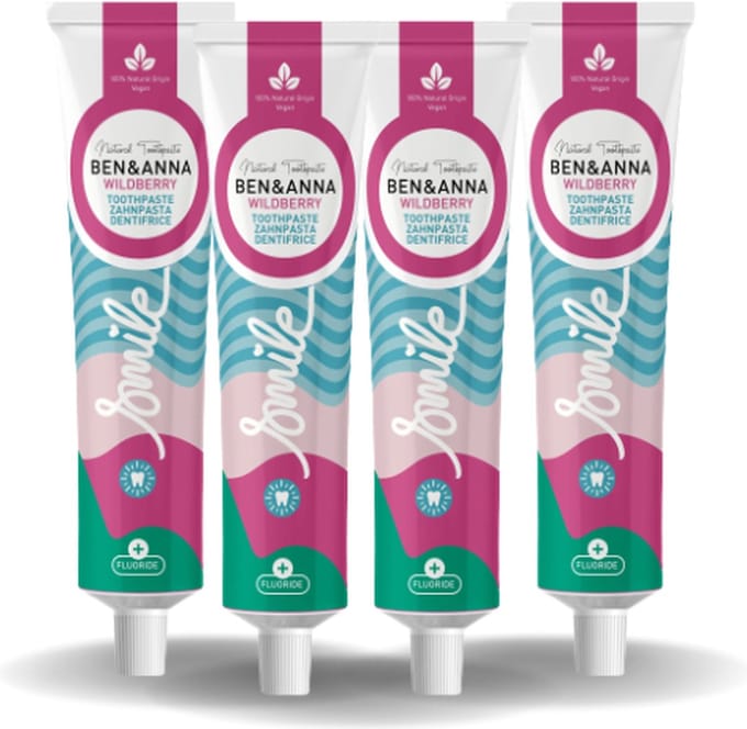 BEN&ANNA - Toothpaste Smile with Fluoride Wildberry - 75ml - 4 Pak